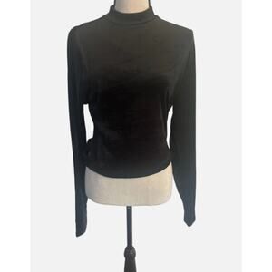 NWT Forever 21 Junior's Black Velour Top Long Sleeve Back Cutout Detail Size 3X